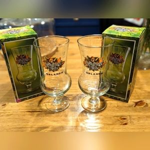 Rainforest Cafe Orlando Glass Hurricane Glasses - set of 2